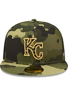 New Era Kansas City Royals Mens Green 2022 Armed Forces Day 59FIFTY Fitted Hat
