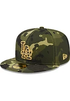 New Era Los Angeles Dodgers Mens Green 2022 Armed Forces Day 59FIFTY Fitted Hat