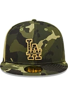 New Era Los Angeles Dodgers Mens Green 2022 Armed Forces Day 59FIFTY Fitted Hat