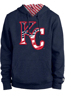 New Era Kansas City Royals Mens Navy Blue Flag Filled Long Sleeve Hoodie