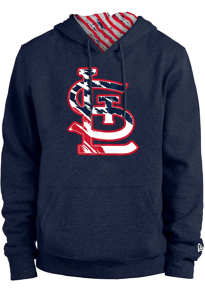 New Era St Louis Cardinals Mens Navy Blue Flag Filled Long Sleeve Hoodie