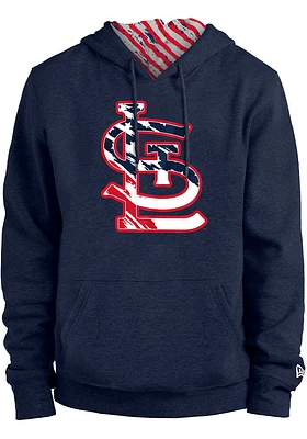 New Era St Louis Cardinals Mens Navy Blue Flag Filled Long Sleeve Hoodie