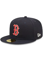 New Era Boston Red Sox Mens Navy Blue POP SWEAT 5950 Fitted Hat