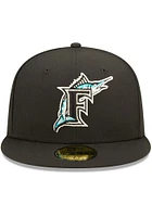 New Era Miami Marlins Mens Black POP SWEAT 5950 Fitted Hat