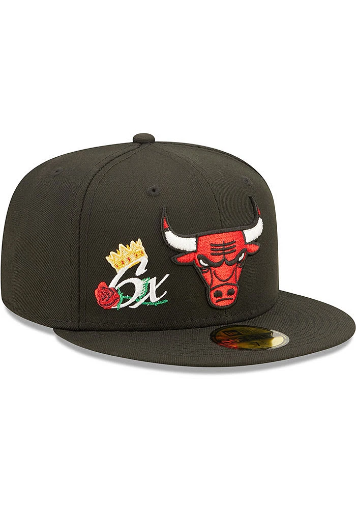 New Era Chicago Bulls Mens Black CROWN CHAMPS 5950 Fitted Hat