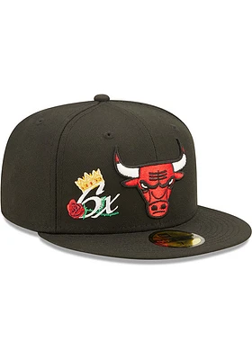 New Era Chicago Bulls Mens Black CROWN CHAMPS 5950 Fitted Hat