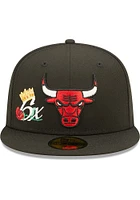 New Era Chicago Bulls Mens Black CROWN CHAMPS 5950 Fitted Hat