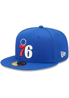 New Era Philadelphia 76ers Mens Blue POP SWEAT 5950 Fitted Hat