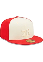 New Era Philadelphia 76ers Mens Red TONAL 2 TONE 5950 Fitted Hat