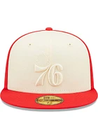 New Era Philadelphia 76ers Mens Red TONAL 2 TONE 5950 Fitted Hat