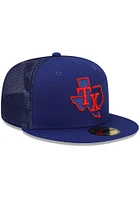 New Era Texas Rangers Mens Blue 2022 Batting Practice 59FIFTY Fitted Hat