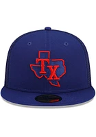 New Era Texas Rangers Mens Blue 2022 Batting Practice 59FIFTY Fitted Hat