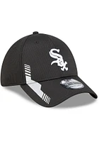 New Era Chicago White Sox Mens Black Team Vize 39THIRTY Flex Hat