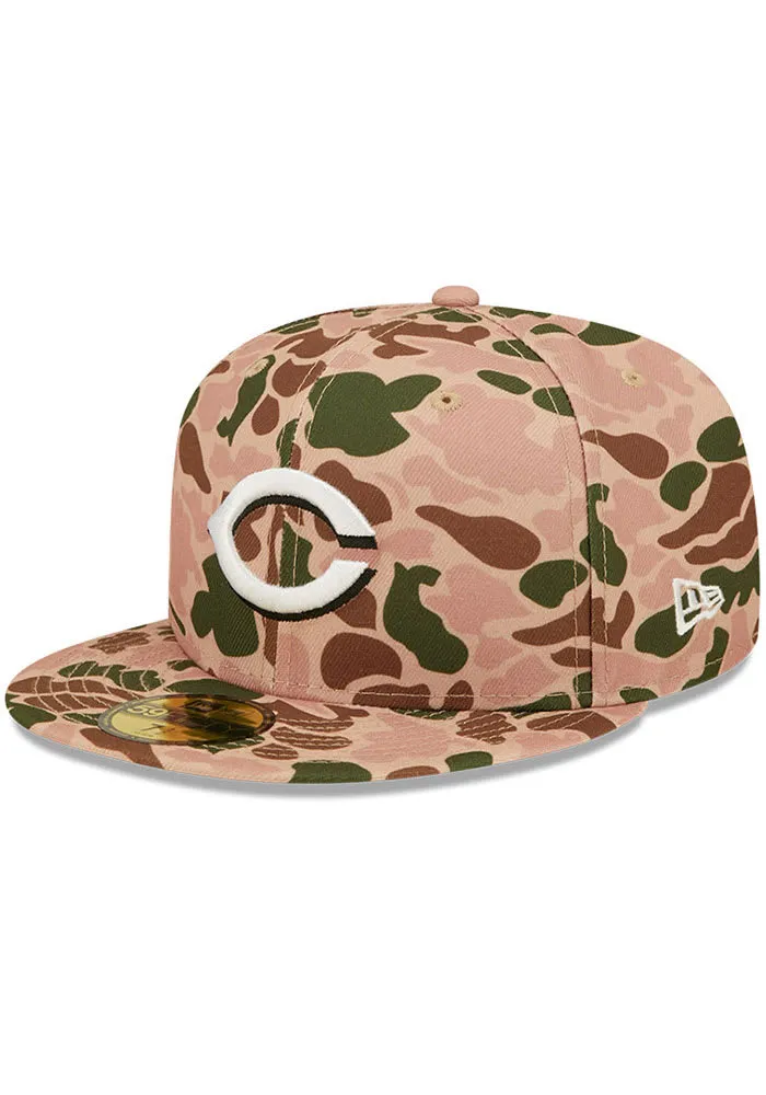 New Era Cincinnati Reds Mens Tan Duck Camo 59FIFTY Fitted Hat