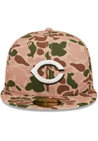 New Era Cincinnati Reds Mens Tan Duck Camo 59FIFTY Fitted Hat