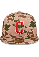New Era Cleveland Guardians Mens Tan Duck Camo 59FIFTY Fitted Hat