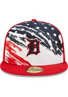 New Era Detroit Tigers Mens Red 2022 4th of July 59FIFTY Fitted Hat