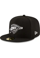 New Era Oklahoma City Thunder Mens Black and White 59FIFTY Fitted Hat