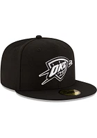 New Era Oklahoma City Thunder Mens Black and White 59FIFTY Fitted Hat