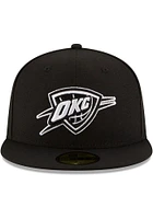 New Era Oklahoma City Thunder Mens Black and White 59FIFTY Fitted Hat