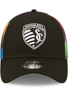 New Era Sporting Kansas City Mens Black MLS 2022 Pride 39THIRTY Flex Hat