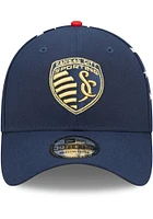 New Era Sporting Kansas City Mens Navy Blue MLS 2022 Americana 39THIRTY Flex Hat