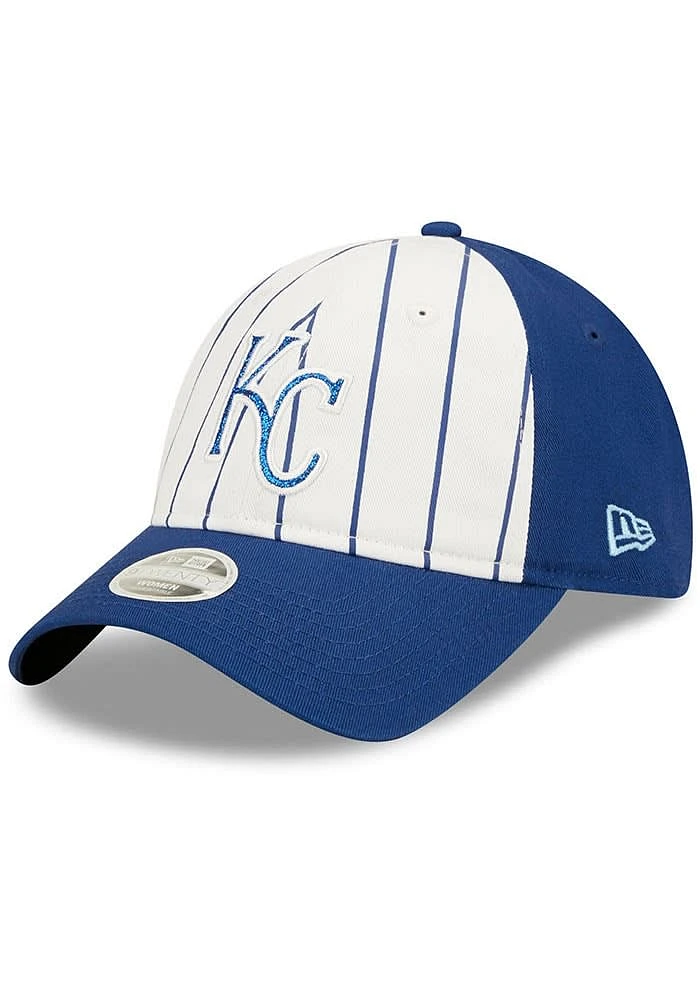 New Era Kansas City Royals Blue Womens Striped Glam 9TWENTY Womens Adjustable Hat