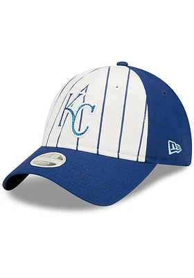 New Era Kansas City Royals Blue Womens Striped Glam 9TWENTY Womens Adjustable Hat