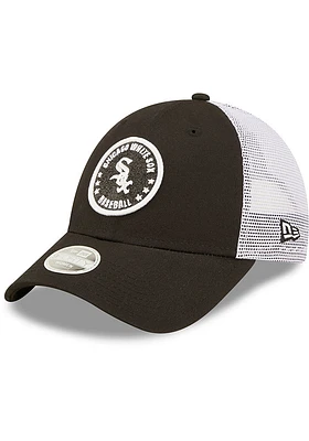 New Era Chicago White Sox Black Womens Glitter Circle 9FORTY Womens Adjustable Hat