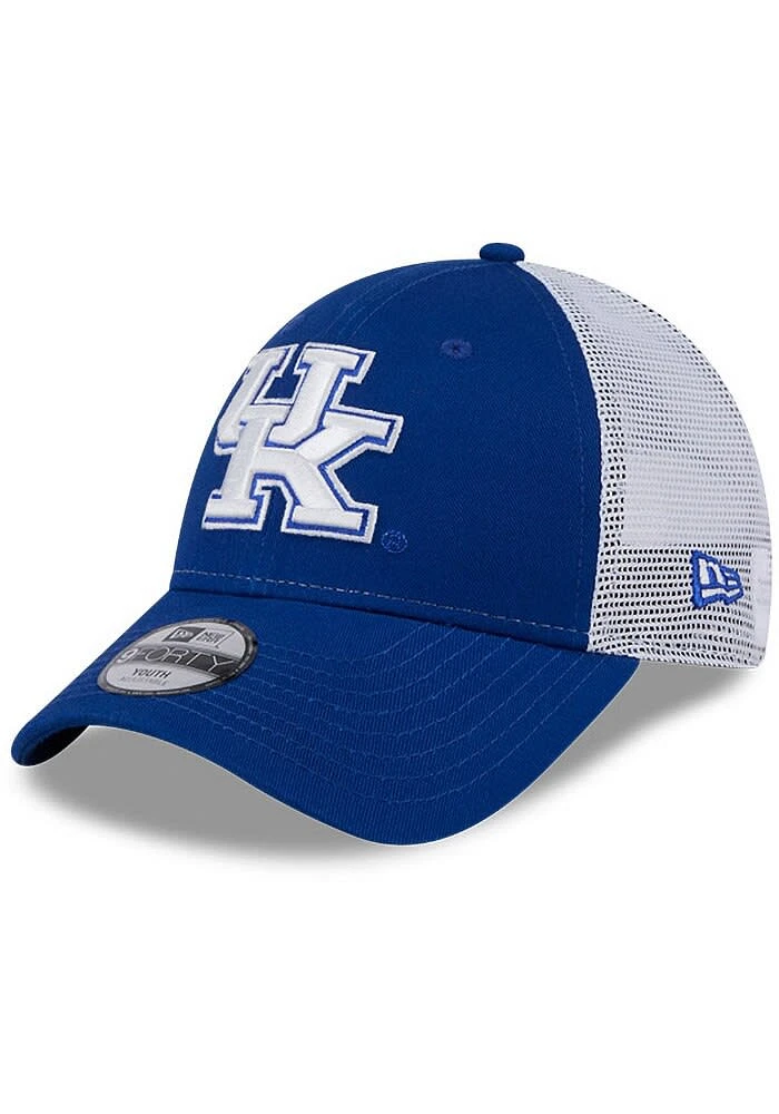 New Era Kentucky Wildcats Blue Evergreen Trucker JR 9FORTY Youth Adjustable Hat