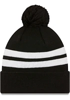New Era Cleveland Browns Black 2T Top Stripe Pom Mens Knit Hat