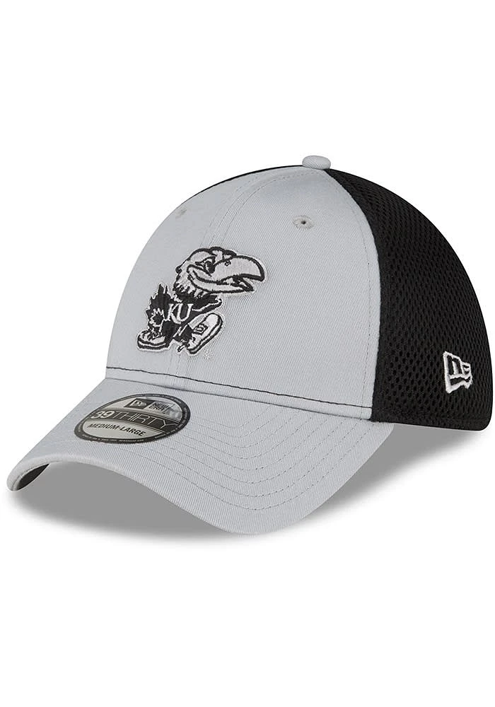 New Era Kansas Jayhawks Mens Grey 2T Neo 39THIRTY Flex Hat