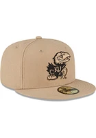 New Era Kansas Jayhawks Mens Tan 2T 59FIFTY Fitted Hat