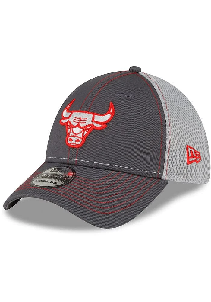 New Era Chicago Bulls Mens Grey 2T Neo 39THIRTY Flex Hat