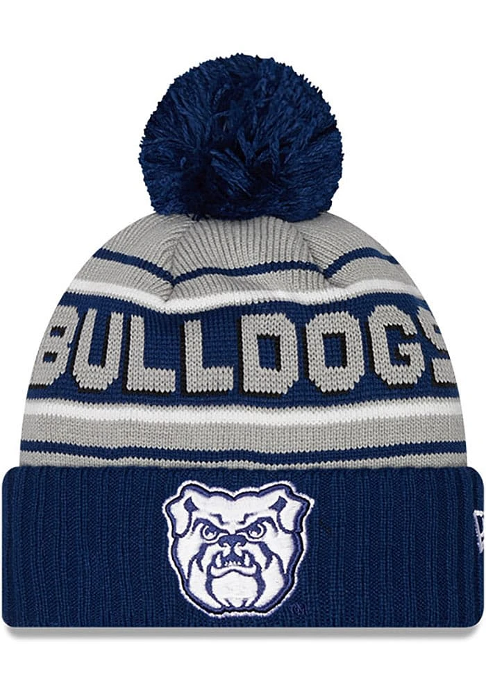 New Era Butler Bulldogs Grey Cheer Cuff Pom Mens Knit Hat