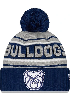 New Era Butler Bulldogs Grey Cheer Cuff Pom Mens Knit Hat