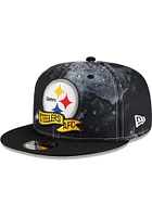 New Era Pittsburgh Steelers Black Ink Dye 2022 Sideline 9FIFTY Mens Snapback Hat