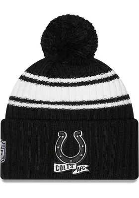 New Era Indianapolis Colts Black 2022 BW Sideline Sport Mens Knit Hat