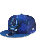 New Era Indianapolis Colts Blue Ink Dye 2022 Sideline 9FIFTY Mens Snapback Hat
