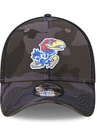 New Era Kansas Jayhawks Mens Black Camo 39THIRTY Flex Hat