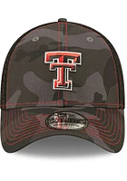 New Era Texas Tech Red Raiders Mens Black Camo 39THIRTY Flex Hat