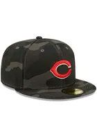 New Era Cincinnati Reds Mens Black Camo 59FIFTY Fitted Hat