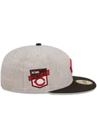 New Era Cincinnati Reds Mens Grey Heather Patch 59FIFTY Fitted Hat