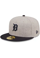 New Era Detroit Tigers Mens Grey Heather Patch 59FIFTY Fitted Hat