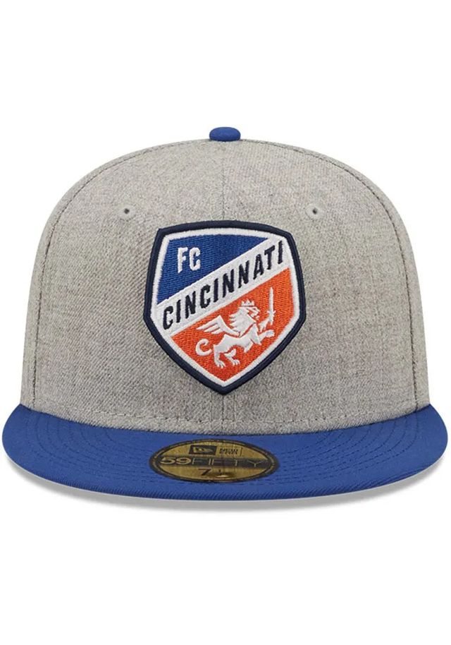 New Era FC Cincinnati Mens Grey Heather Patch 59FIFTY Fitted Hat