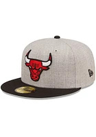 New Era Chicago Bulls Mens Grey Heather Patch 59FIFTY Fitted Hat