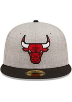New Era Chicago Bulls Mens Grey Heather Patch 59FIFTY Fitted Hat