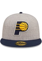 New Era Indiana Pacers Mens Grey Heather Patch 59FIFTY Fitted Hat