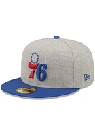 New Era Philadelphia 76ers Mens Grey Heather Patch 59FIFTY Fitted Hat