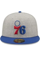 New Era Philadelphia 76ers Mens Grey Heather Patch 59FIFTY Fitted Hat